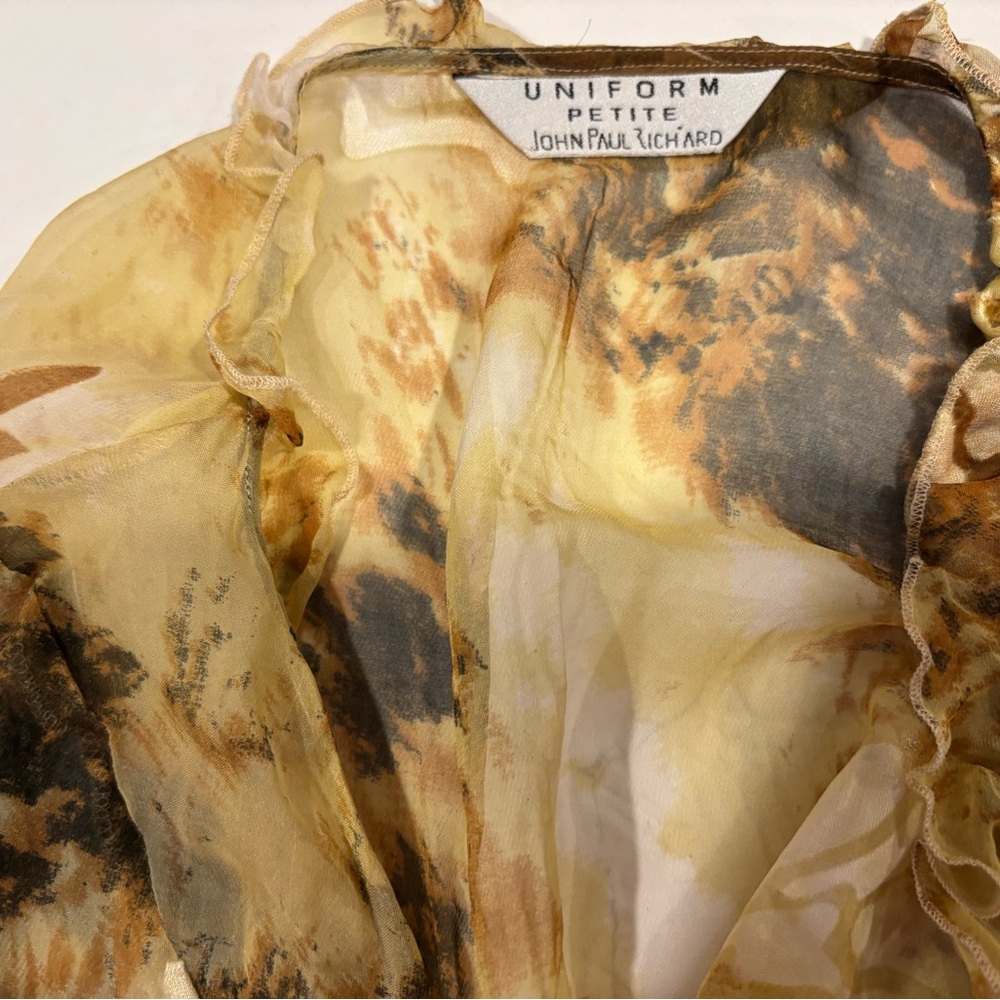 JohnPaulRichard Sheer tie, crop Blouse/Jacket with Earthy Tones, Chiffon,Bella - Picture 3 of 11